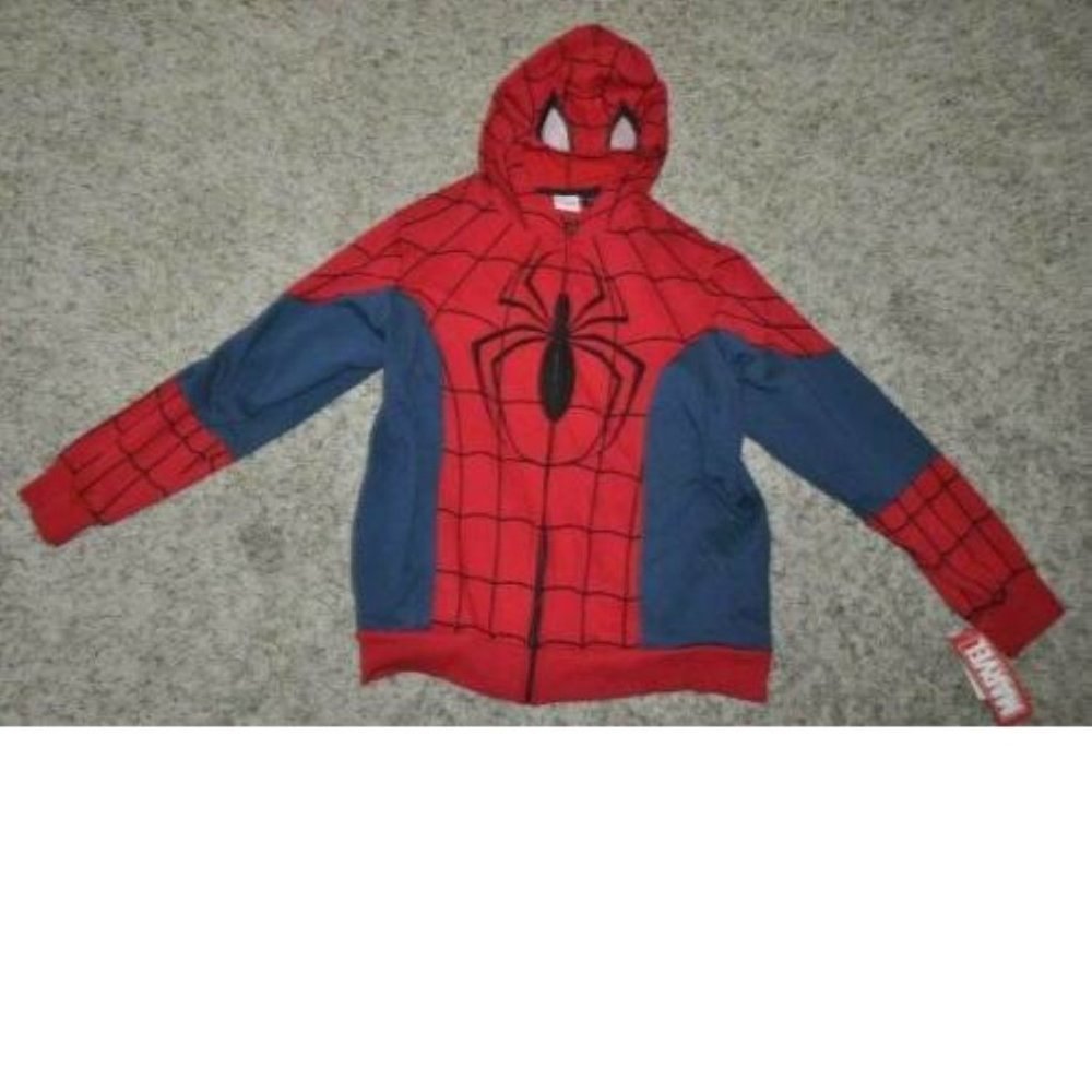 Spiderman Halloween Costume Hoodie Jacket 18/20 Red Long Sleeves Hooded Zip Up - Picture 2 of 5